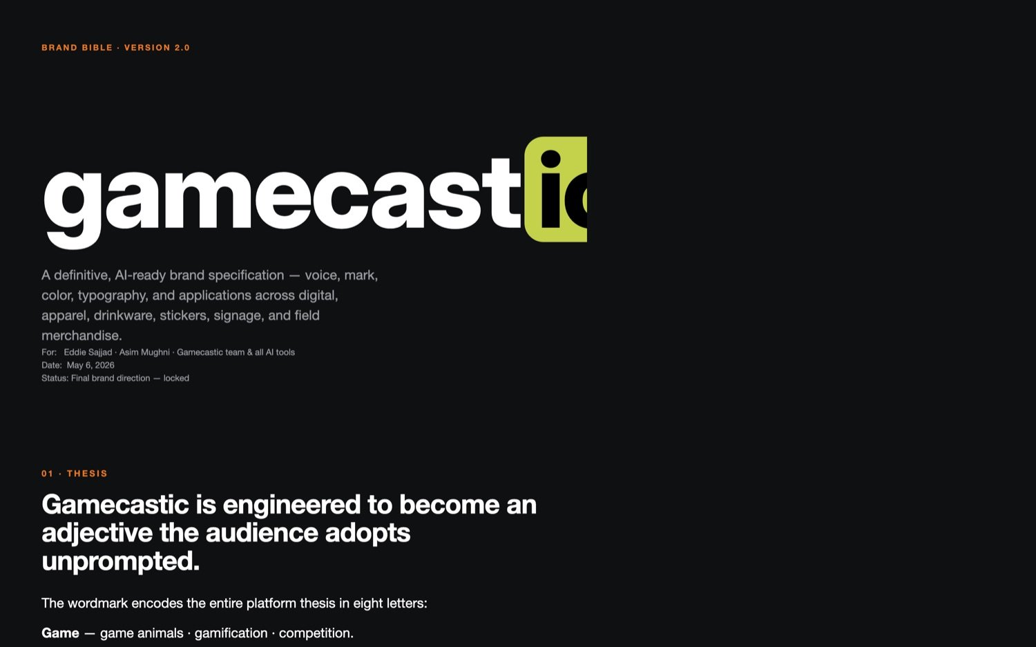 Gamecastic brand system